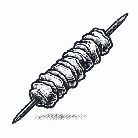 Vector illustration of a skewer with meat on a white background.の写真素材