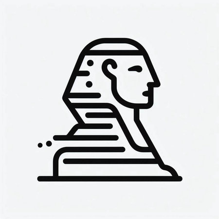 Egyptian Sphinx Line Icon. Editable Stroke. Vector Illustration.