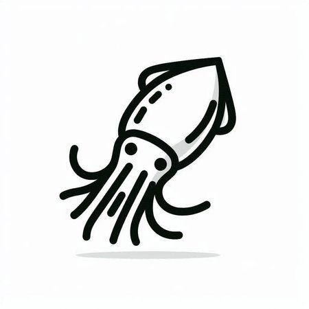 Squid icon on white background. Vector illustration. Seafood.