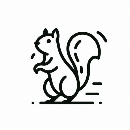 Squirrel doodle icon. Vector illustration. Isolated on white background.の写真素材