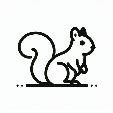 Squirrel icon on white background. Hand drawn squirrel vector illustration.