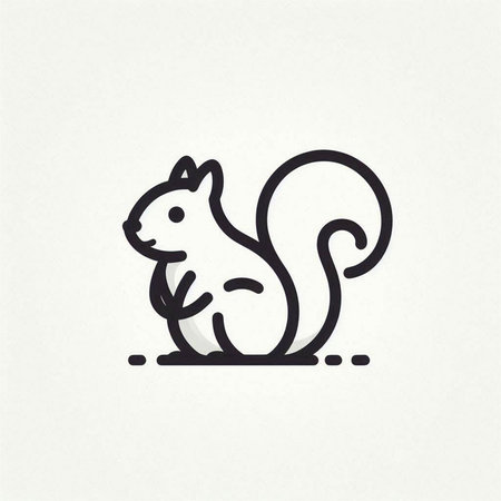Squirrel icon in line style on a white background. Vector illustrationの写真素材