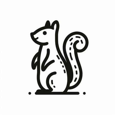 Squirrel doodle. Hand drawn style. Vector illustration.の写真素材