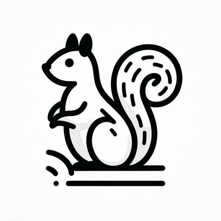 Squirrel icon in doodle style on white background. Vector illustration.