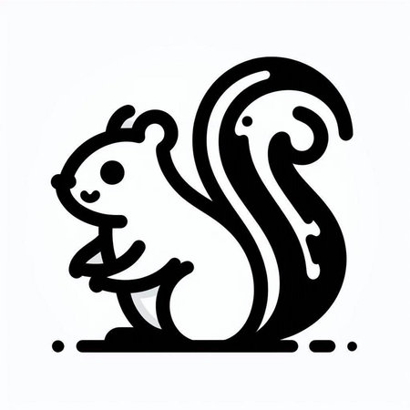 Squirrel icon in black and white style isolated on white background.の写真素材