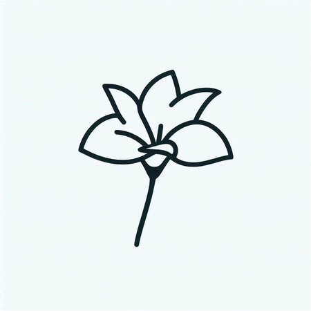 Flower line icon, vector illustration. Flat design style with long shadow.の写真素材