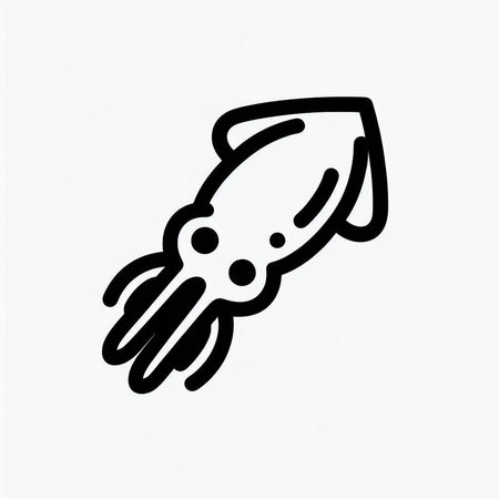 Squid icon isolated on white background. Hand drawn vector illustration.