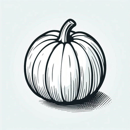 Pumpkin. Hand drawn vector illustration in vintage engraved style.の写真素材