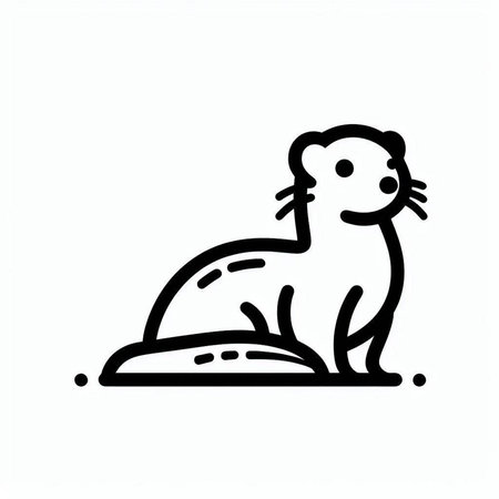Cute otter line icon. Vector illustration isolated on white backgroundの写真素材