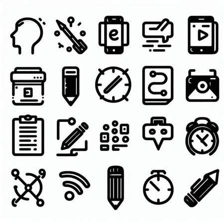 Set of icons for web and mobile. Vector illustration in thin line style.