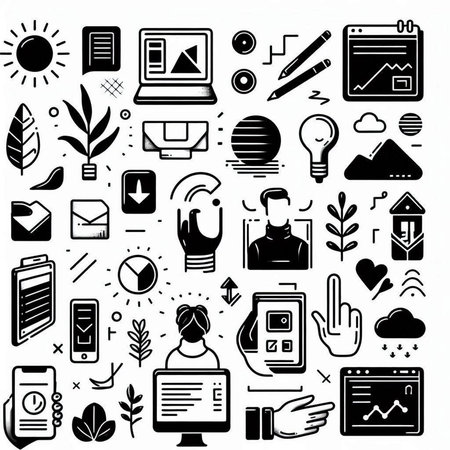 Set of business and technology icons. Vector illustration in flat design.の写真素材