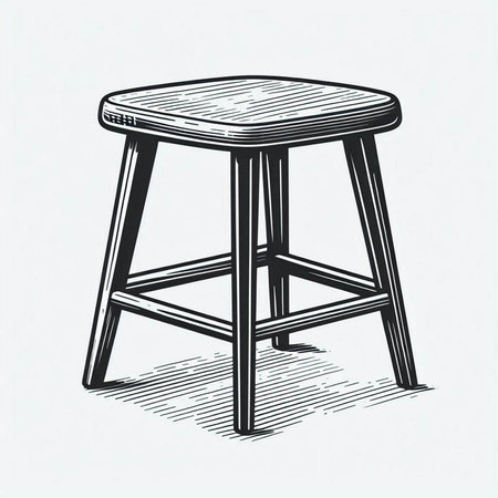 Sketch bar stool. Hand drawn vector illustration in vintage style.の写真素材