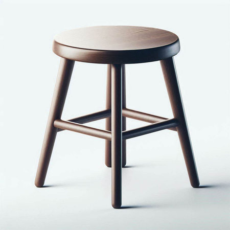 Wooden stool isolated on white background. 3d render illustration.