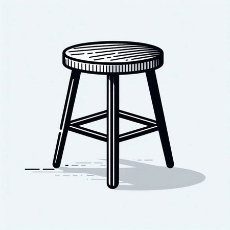Wooden stool. Vector illustration of a bar stool on a white background.