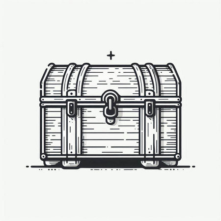 Treasure chest vector icon. Hand drawn illustration of a treasure chest.