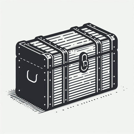 Treasure chest isometric 3d icon. Vector illustration isolated on white background.