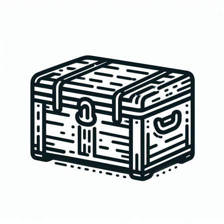Treasure chest icon. Vector illustration. Isolated on white background.