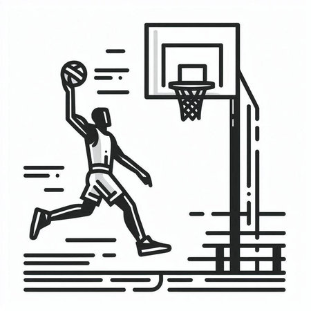 Basketball player. Vector illustration of a basketball player in action.