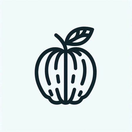 Apple vector icon. Simple illustration isolated on light blue background for graphic and web design.の写真素材