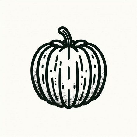 Pumpkin. Hand drawn vector illustration in vintage engraving style.の写真素材