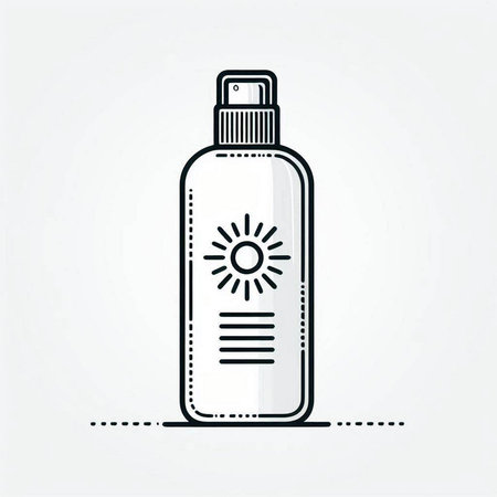 Sunscreen spray bottle icon. Sun protection cream. Vector illustration.