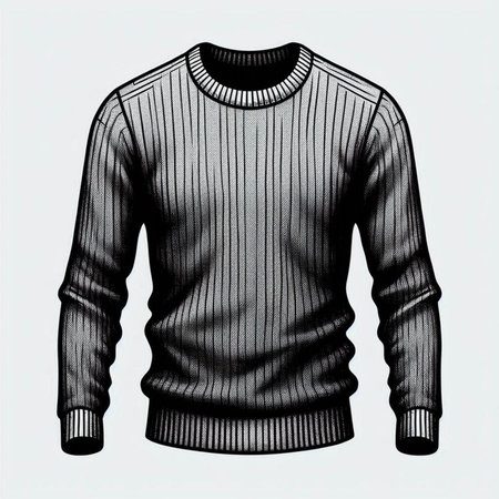 Illustration of a men's sweater in black and white, vector