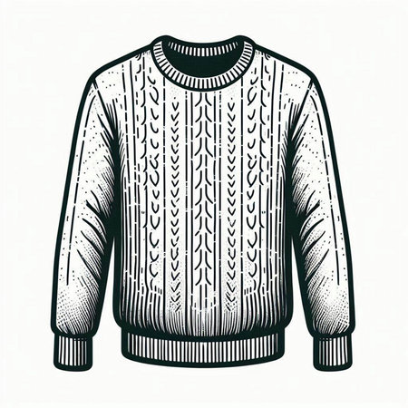 Knitted sweater sketch. Hand drawn vector illustration in vintage style.