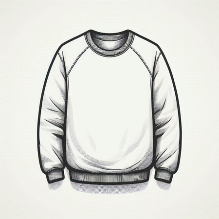 Blank white sweatshirt mockup, front view, vector illustration