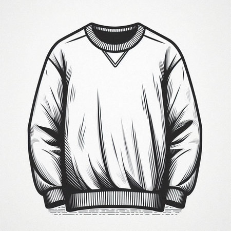 Illustration of men's sweater in sketch style on white background.