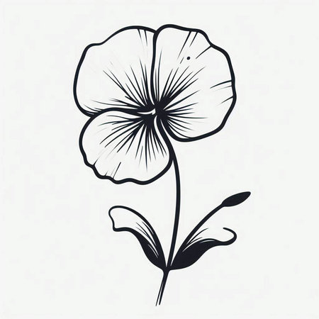 Flower vector illustration. Hand drawn botanical element. Black and white.の写真素材