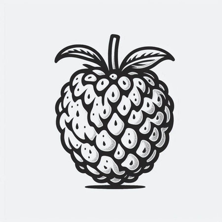 Raspberry fruit icon. Hand drawn vector illustration. Isolated on white background.