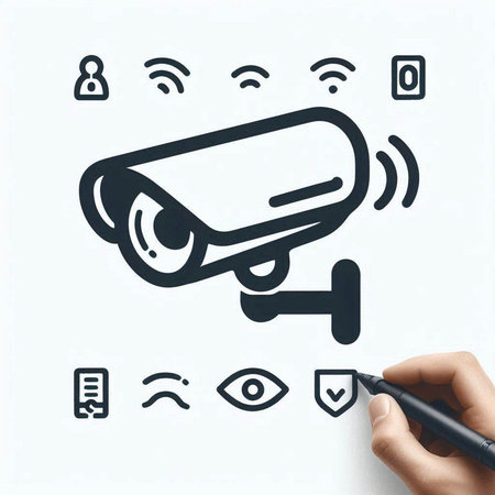 security camera icon on the white background, vector illustration eps10