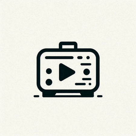 Video player icon on white background, vector illustration. Flat design style.