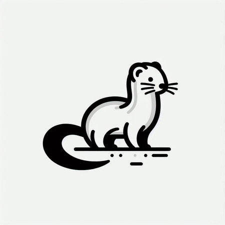 Vector illustration of a cute otter in a flat style on a white background.の写真素材