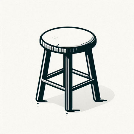 Vintage bar stool in retro style. Hand drawn vector illustration.