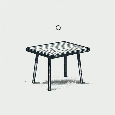 Wooden table and chair. Vector illustration in vintage engraving style.