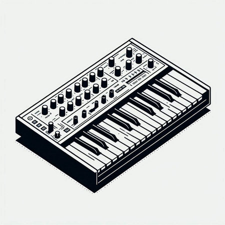 Synthesizer isometric 3d vector illustration on white backgroundの写真素材