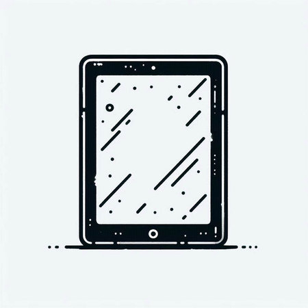 Tablet computer icon, vector illustration. Flat design style. Black and white.