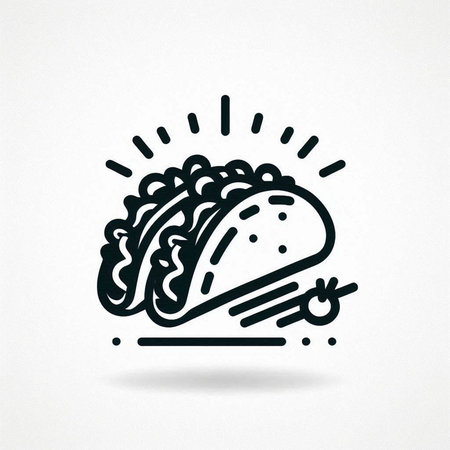 Burrito doodle icon on white background, vector illustration.の写真素材