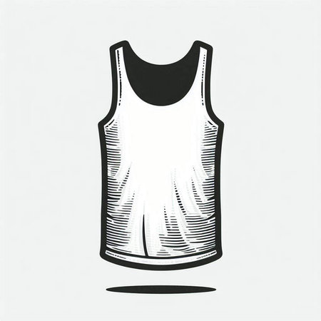 Illustration of a black and white tank top isolated on a white background