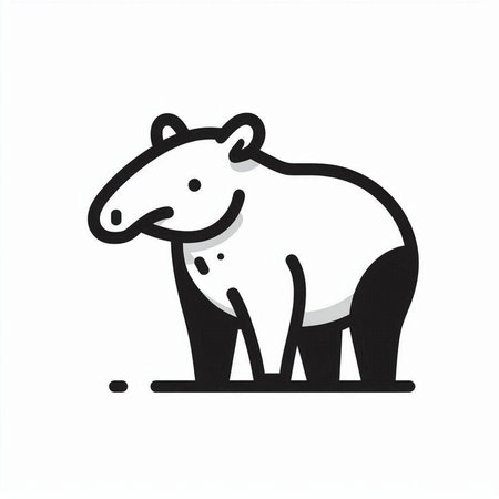 Hippopotamus isolated on a white background. Vector illustration.の写真素材