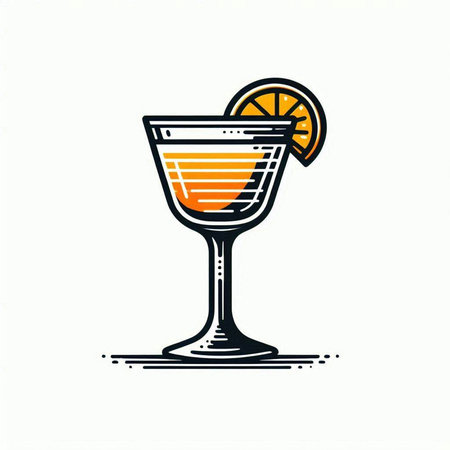 Cocktail with lemon and ice on white background. Vector illustration.の写真素材