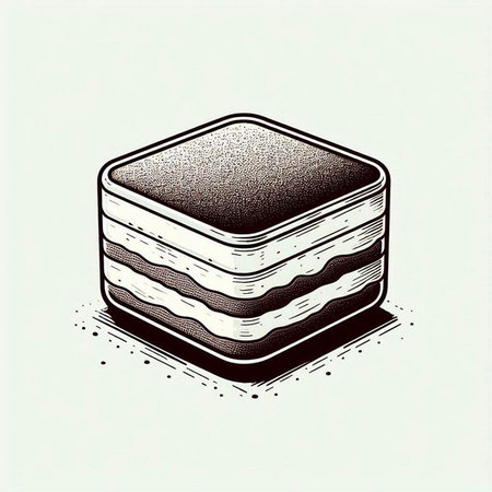 Vector illustration of a piece of cake in engraving style.