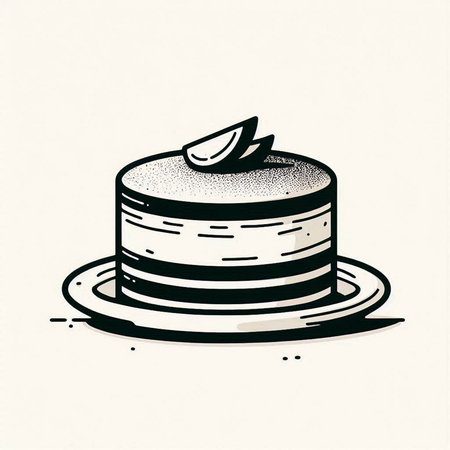 Vector illustration of a piece of cake in retro style. Hand drawn sketch.