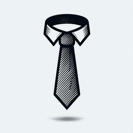 Necktie icon, vector illustration. Flat design style. Black and white.