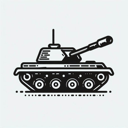 Tank icon in vintage engraving style. Isolated vector illustration on white background.