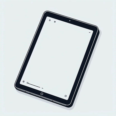 Tablet computer with blank screen isolated on white background. Vector illustration.