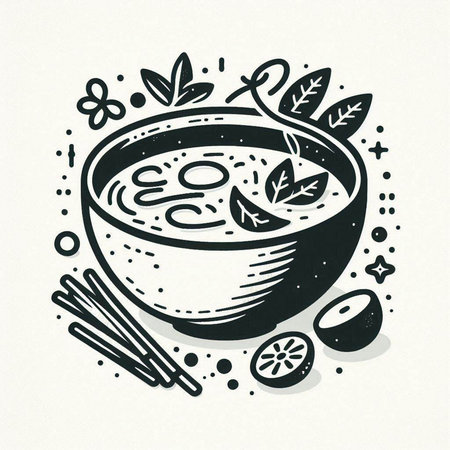 Soup. Hand drawn vector illustration of a bowl of soup.