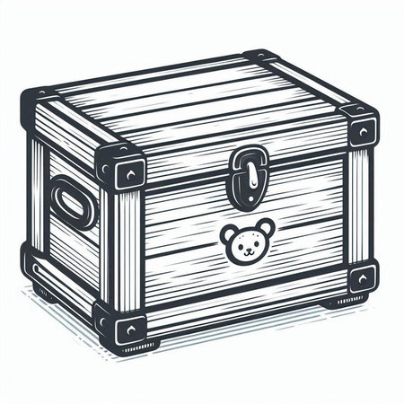 Treasure chest, hand drawn vector illustration in doodle style