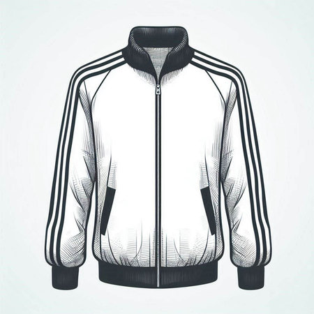 Sport jacket with a hood, sweatshirt template. Vector illustration.